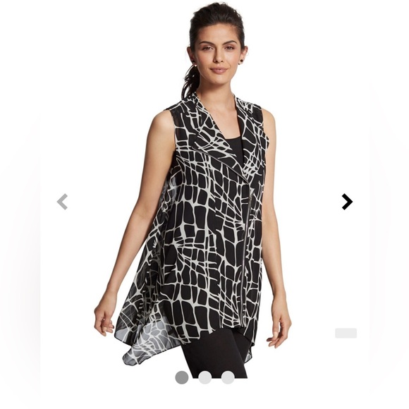 Chico's Tops - Chico’s black and white vest. Chic animal print with an off-center zipper.